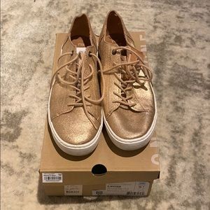 Toms Lenox Rose Gold metallic leather sneakers